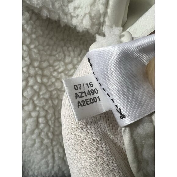 Adidas Wings & Horn Off White Sherpa Jacket Coat Men Size L Button Down Front - Picture 8 of 12